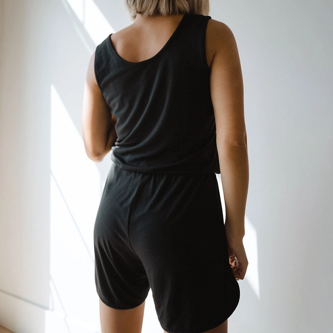 Serenity Tank Romper, Black 4 Serenity Tank Romper, Black - Image 2