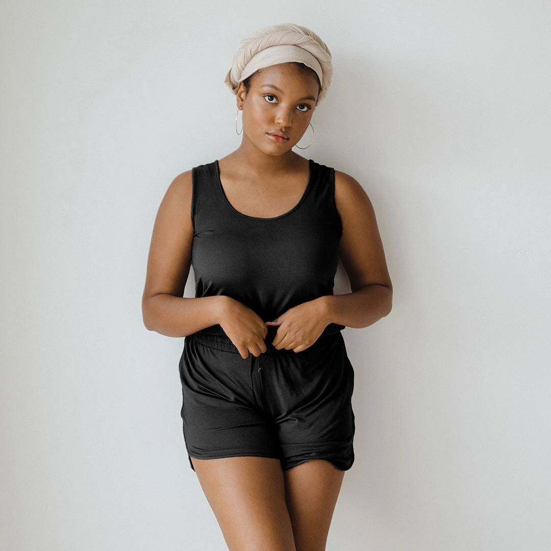 Serenity Tank Romper, Black 6 Serenity Tank Romper, Black - Image 4