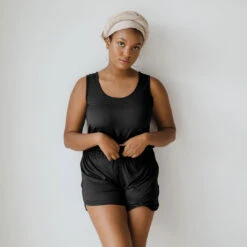 Serenity Tank Romper, Black -Albionfit Store SERENITY TANK ROMPER BLACK 9