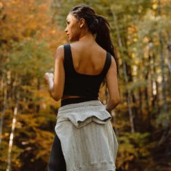 Navy Olivia Tank -Albionfit Store SQUARE NECK TANK NAVY WEB 5