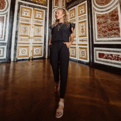 9 To 9 Jumpsuit 17 9 To 9 Jumpsuit -Albionfit Store black flutter sleeve jumpsuit6