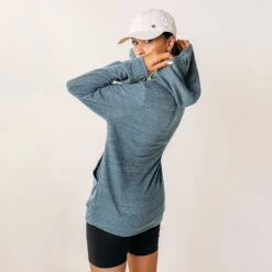 Boyfriend Hoodie, Heather Denim -Albionfit Store bluehoodiev2 12