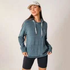 Boyfriend Hoodie, Heather Denim -Albionfit Store bluehoodiev2 2