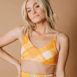 Rise Bralette, Butterscotch Plaid -Albionfit Store butterscotch plaid rise bralette4