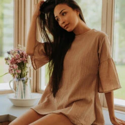 Khaki Tunic Dress -Albionfit Store coverup2