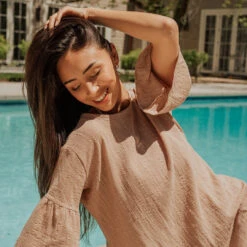 Khaki Tunic Dress -Albionfit Store coverup2iiiiiiii