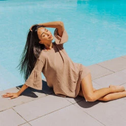 Khaki Tunic Dress -Albionfit Store coverup2iiiiiiiiii