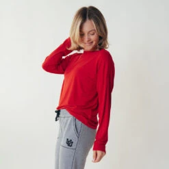 Long Sleeve Tee, Red -Albionfit Store leisureshoot redshirt5