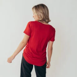 Basic V Neck Tee, Red -Albionfit Store leisureshoot redshirttee6