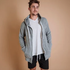 Men's Zip Up -Albionfit Store mens grey zip up hoodie5