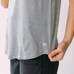 Basic Tee, Charcoal And Ivory Stripe -Albionfit Store newstriped iiiiiiiiii 1