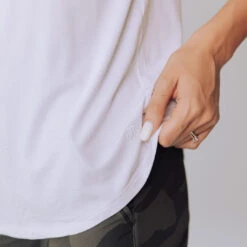 Basic V Neck Tee, Bamboo White -Albionfit Store whitevneck