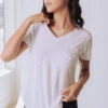 Basic V Neck Tee, Bamboo White -Albionfit Store whitevneck iiiiiiiiiiiii 1